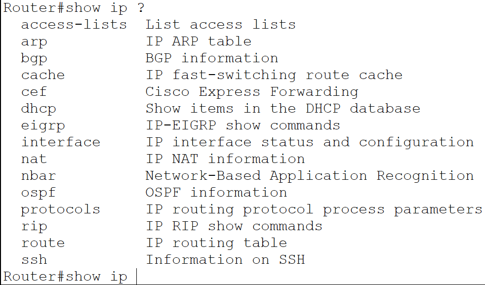 the show ip command