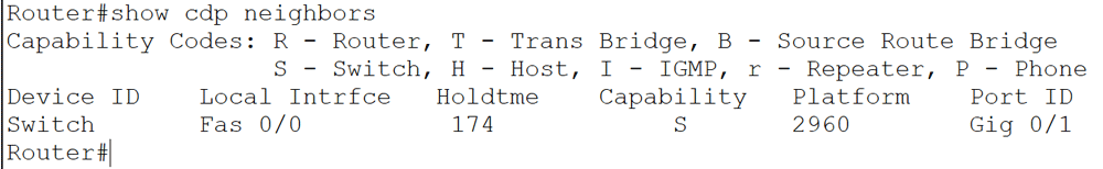 The show cdp neighbors command