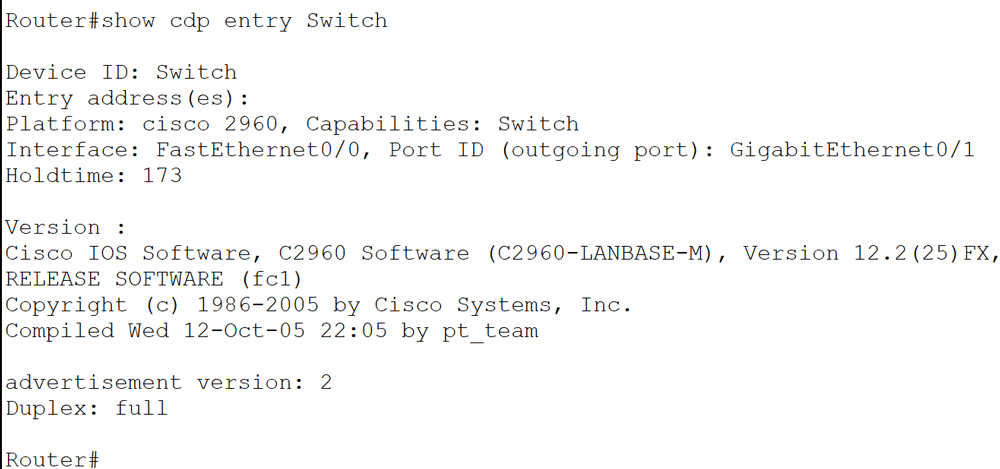 the show cdp entry switch command