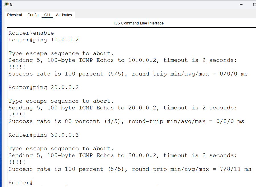 Testing connectivity from R1