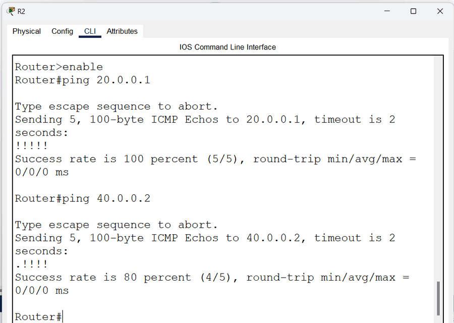 Testing connectivity from R2