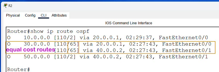 The show ip route ospf command
