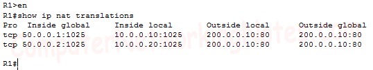The show ip nat translation command
