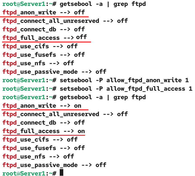 Changing booleans for the FTP service