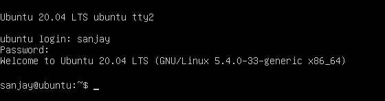 shell prompt on ubunutu
