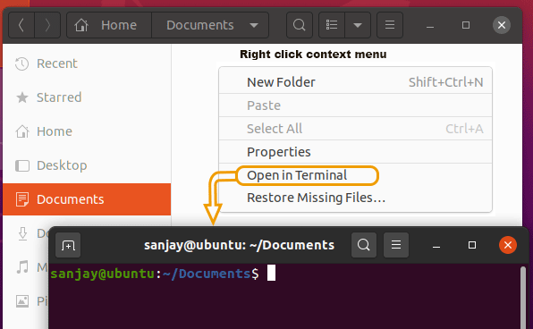 accessing shell from right-click menu