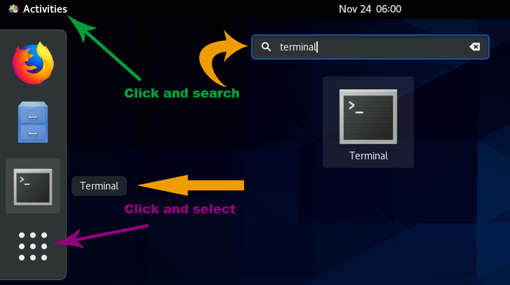 accesssing shell in CentOS GUI
