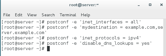 Postfix server configuration