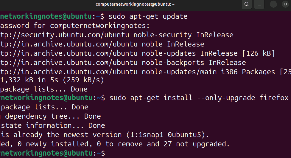 updating only firefox