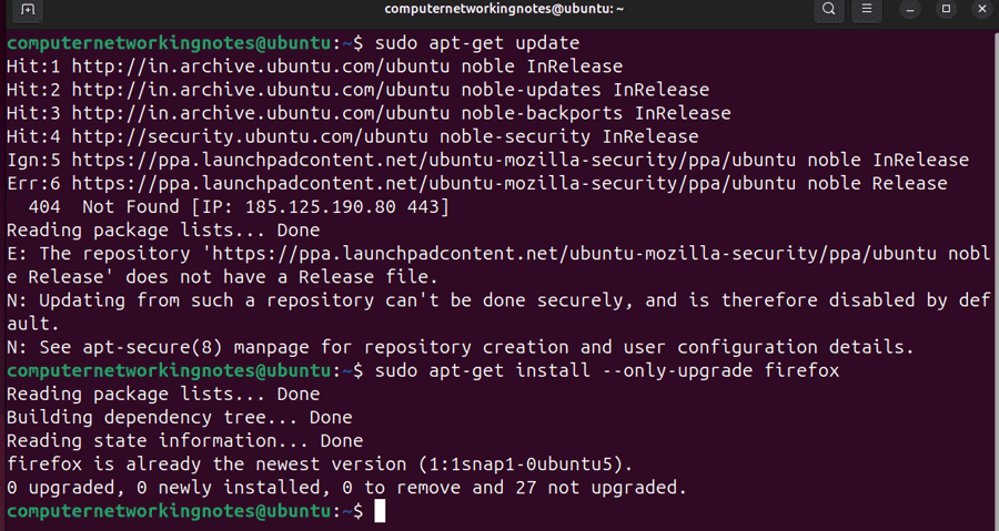 updating firefox to developer version