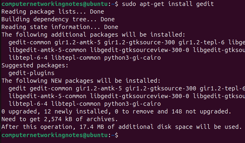 apt-get install gedit