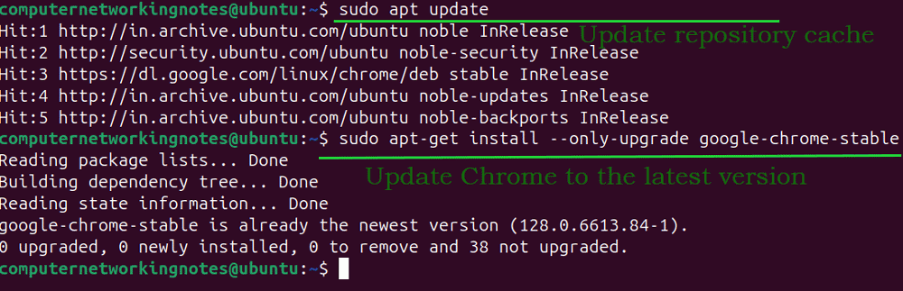 updating chrome