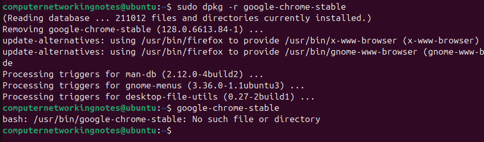 removing chrome using dpkg package manager