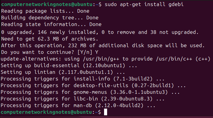 installing gdebi