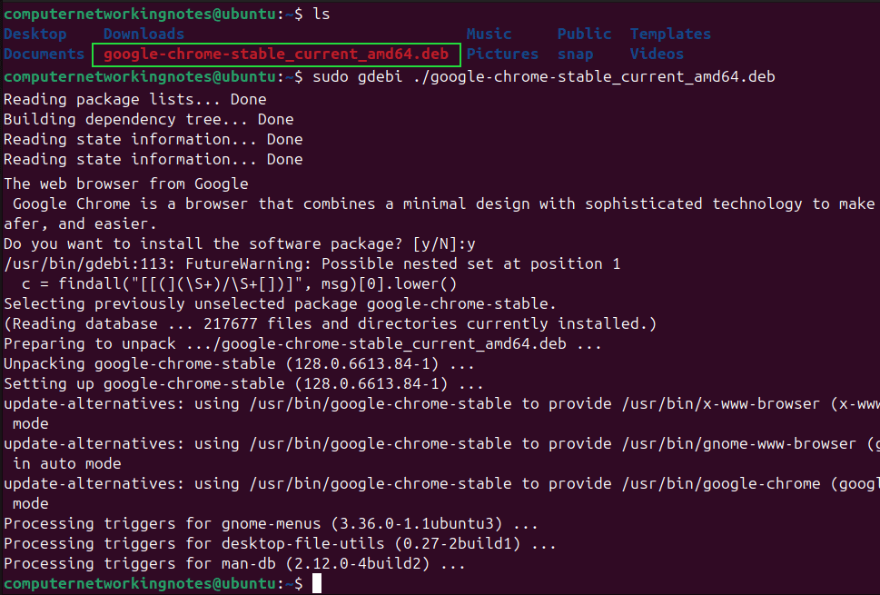 installing chrome from gdebi