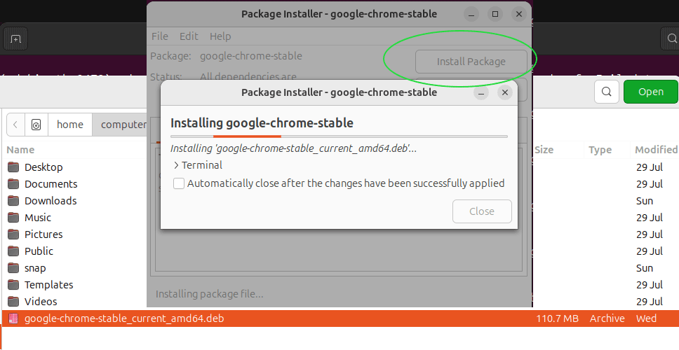 gdebi install chrome