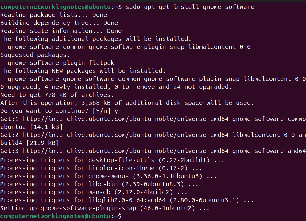 installing gnome software