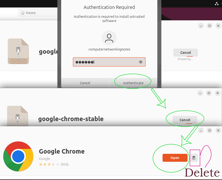 chrome installation running