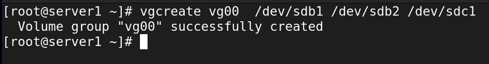 the vgcreate command