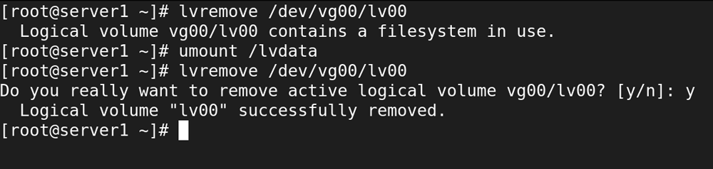 the lvremove command