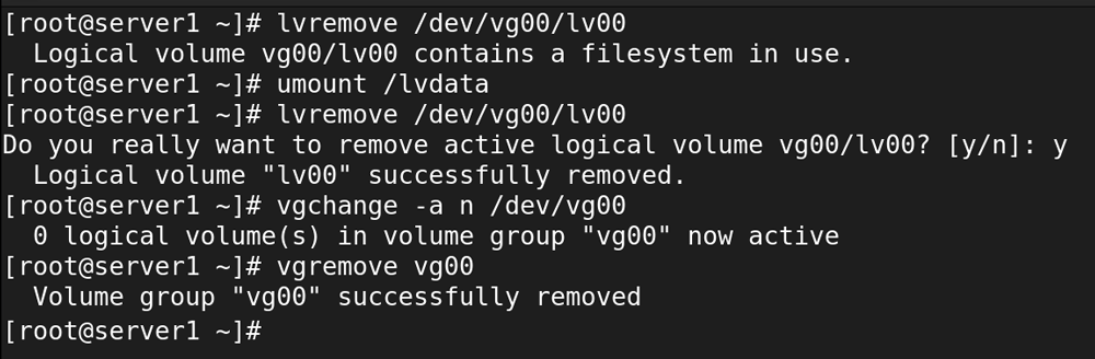 the vgremove command