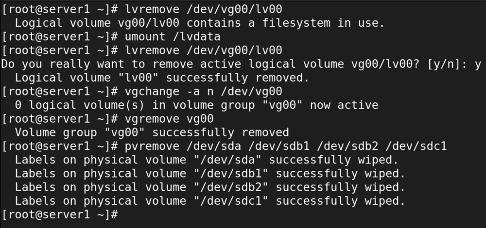 the pvremove command