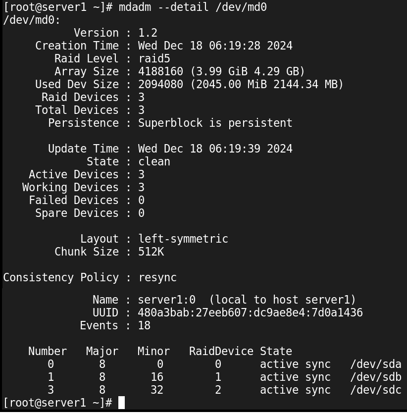 viewing raid device configuration