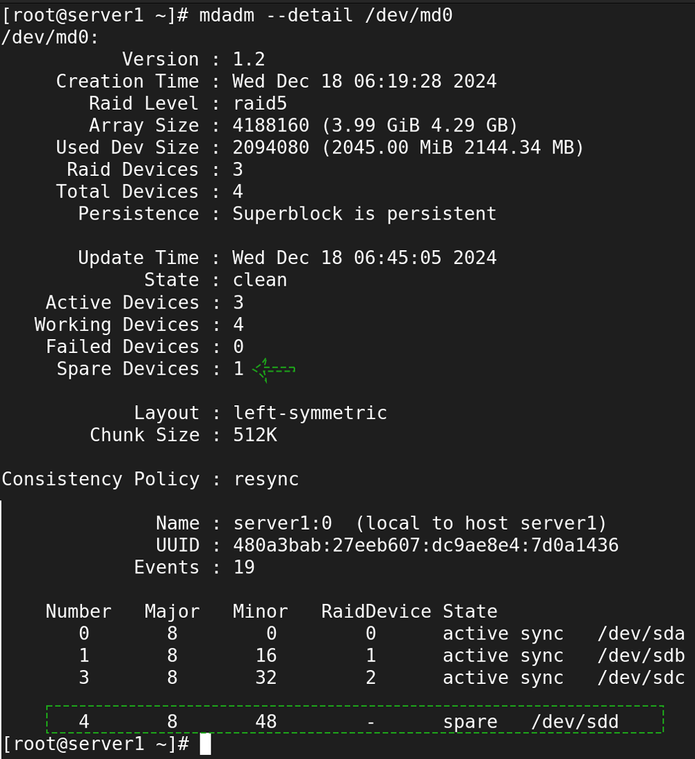 verify spare disk