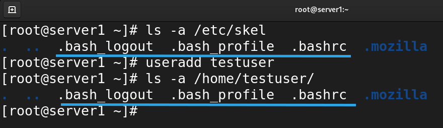 default user profile files in linux