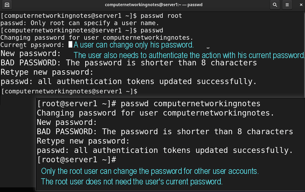 using the passwd command