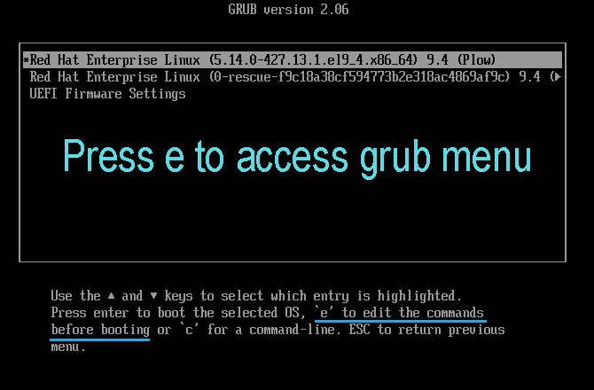 grub menu screen