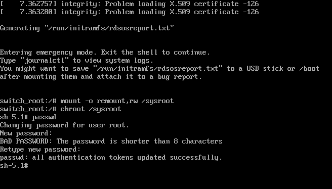 change root password