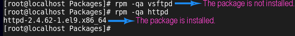 Query for a specific package