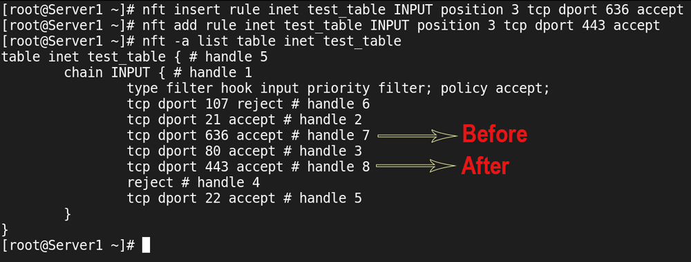 adding a rule before and after