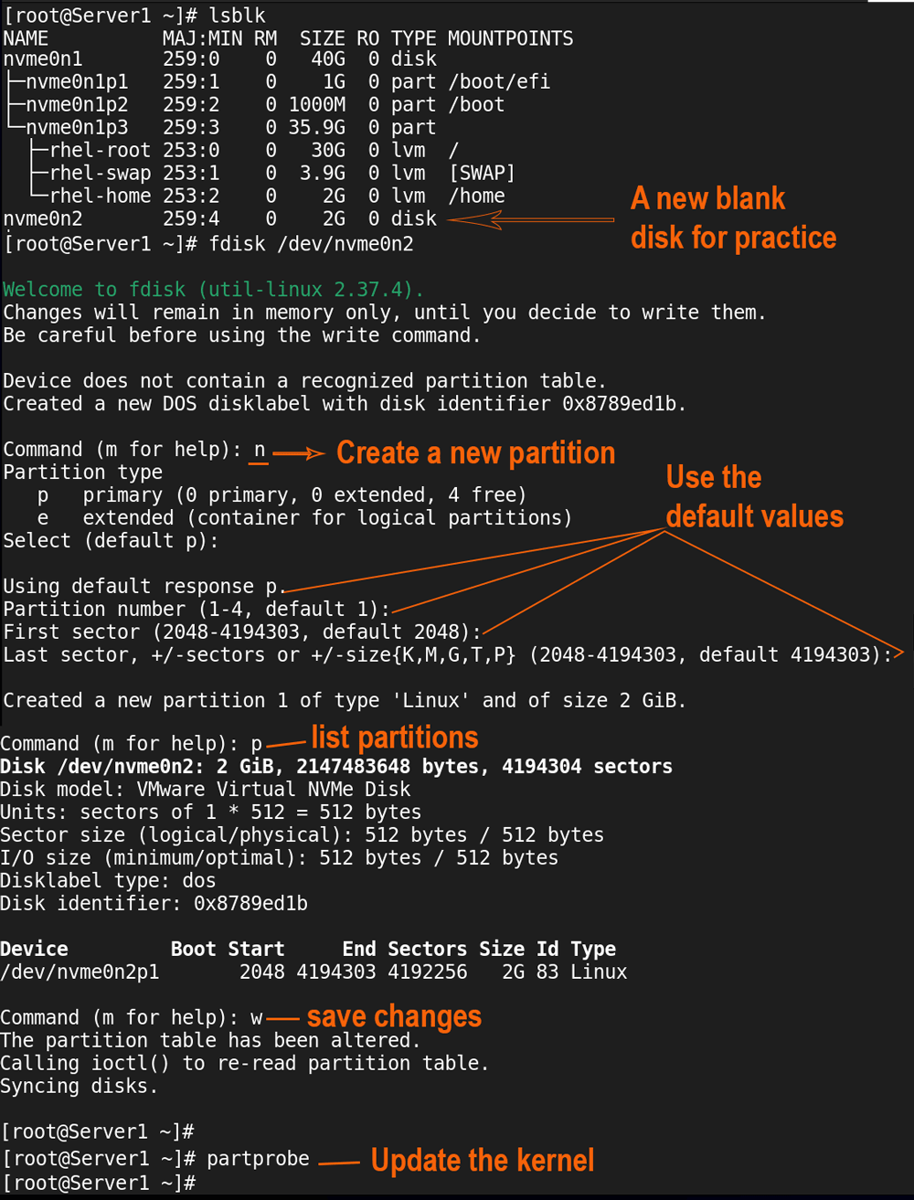 creating a partition