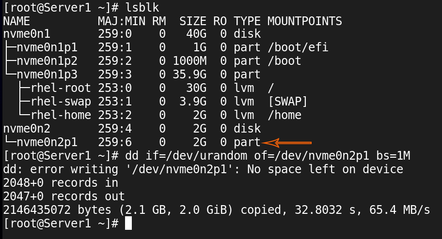 Filling the partition with random data