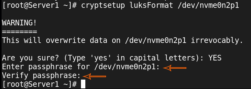 Enabling LUKS encryption