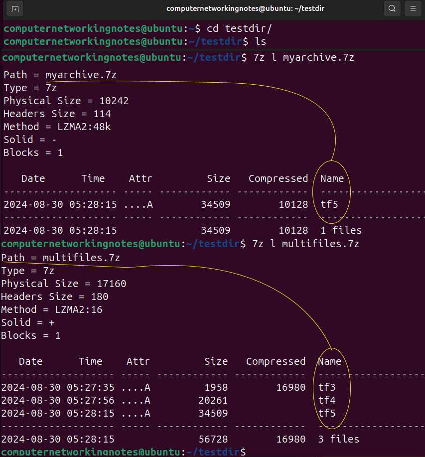 7zip listing archive file