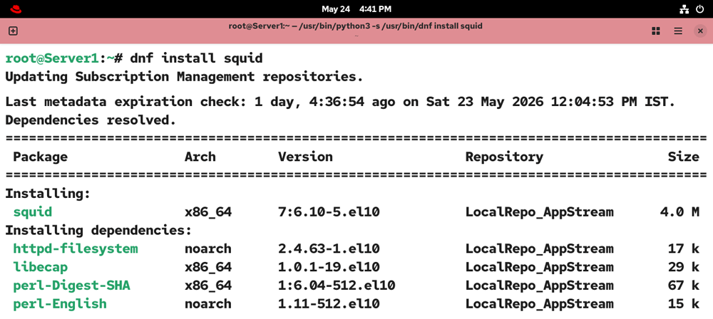 Installing Squid package