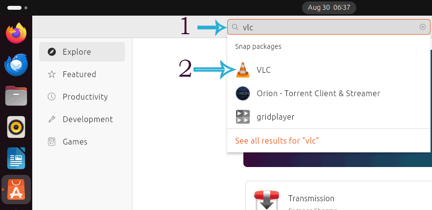 vlc palyer listed in result