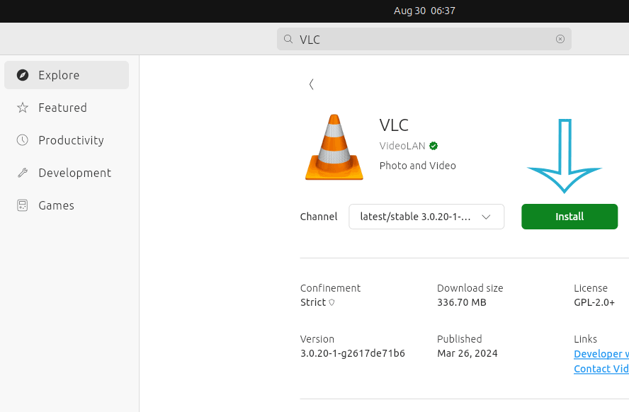 detailed description screen of VLC
