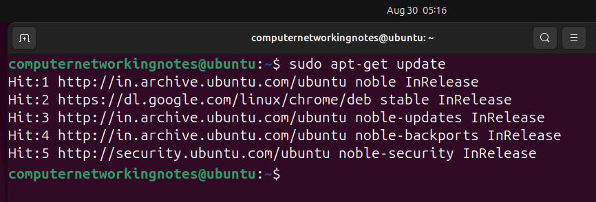 sudo apt-get update command