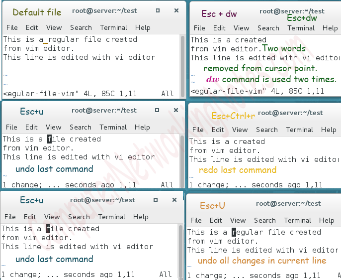 command to undo or redo vi and vim