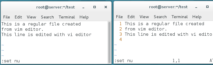 vi and vim command to set line number