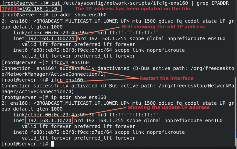 Restarting interface