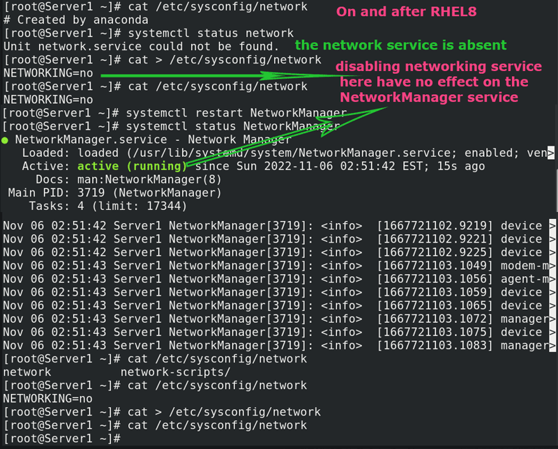 The NetworkManager service