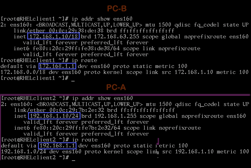 Verifying client ip configuration