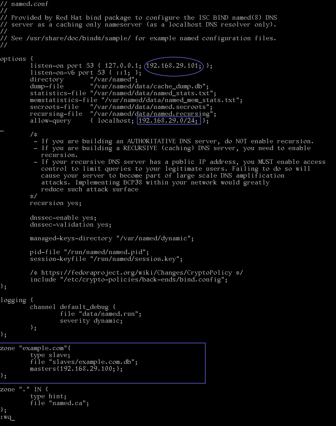 configuring DNS slave name server