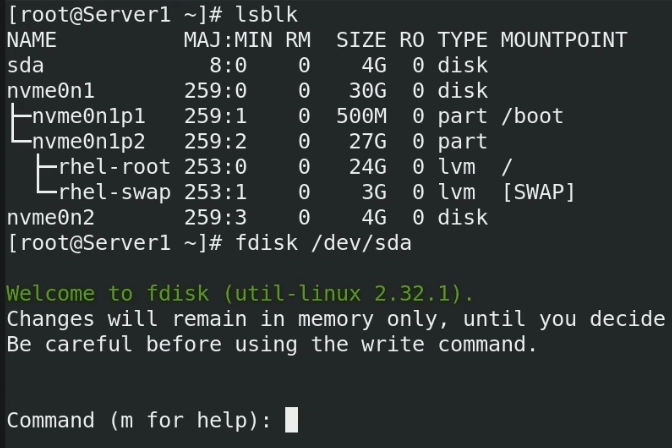 fdisk start