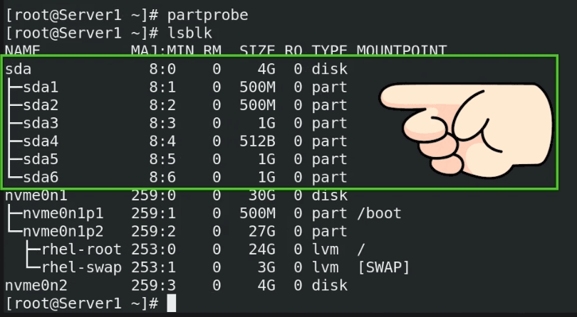partprobe command